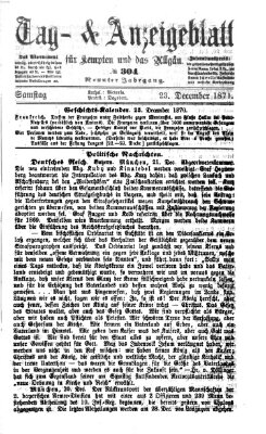 Tag- und Anzeigeblatt für Kempten und das Allgäu Samstag 23. Dezember 1871