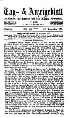 Tag- und Anzeigeblatt für Kempten und das Allgäu Samstag 30. Dezember 1871