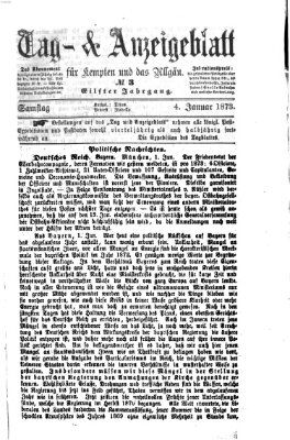 Tag- und Anzeigeblatt für Kempten und das Allgäu Samstag 4. Januar 1873