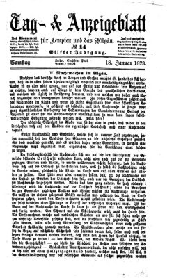 Tag- und Anzeigeblatt für Kempten und das Allgäu Samstag 18. Januar 1873