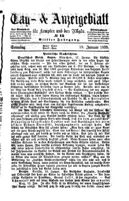 Tag- und Anzeigeblatt für Kempten und das Allgäu Sonntag 19. Januar 1873