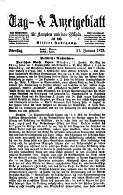 Tag- und Anzeigeblatt für Kempten und das Allgäu Dienstag 21. Januar 1873