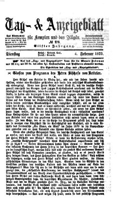 Tag- und Anzeigeblatt für Kempten und das Allgäu Dienstag 4. Februar 1873