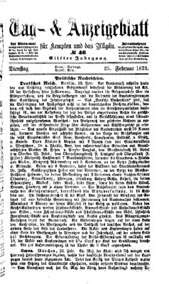 Tag- und Anzeigeblatt für Kempten und das Allgäu Dienstag 25. Februar 1873