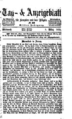 Tag- und Anzeigeblatt für Kempten und das Allgäu Mittwoch 5. März 1873