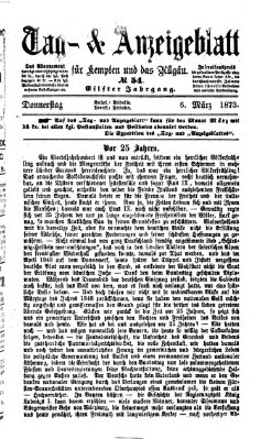 Tag- und Anzeigeblatt für Kempten und das Allgäu Donnerstag 6. März 1873