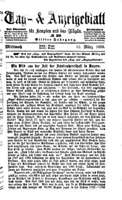 Tag- und Anzeigeblatt für Kempten und das Allgäu Mittwoch 12. März 1873