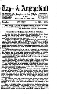 Tag- und Anzeigeblatt für Kempten und das Allgäu Samstag 15. März 1873