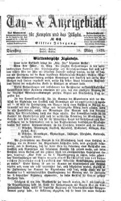 Tag- und Anzeigeblatt für Kempten und das Allgäu Dienstag 18. März 1873