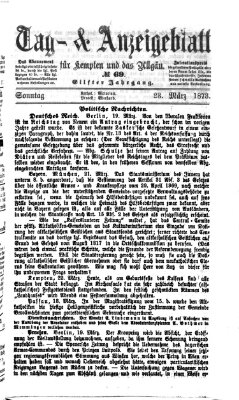 Tag- und Anzeigeblatt für Kempten und das Allgäu Sonntag 23. März 1873