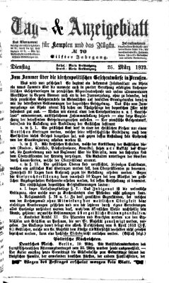 Tag- und Anzeigeblatt für Kempten und das Allgäu Dienstag 25. März 1873