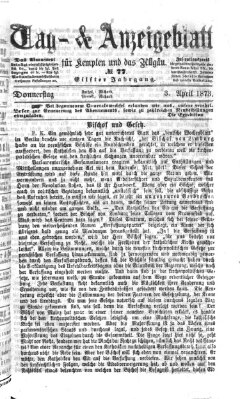 Tag- und Anzeigeblatt für Kempten und das Allgäu Donnerstag 3. April 1873