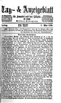 Tag- und Anzeigeblatt für Kempten und das Allgäu Freitag 2. Mai 1873