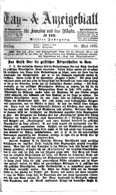 Tag- und Anzeigeblatt für Kempten und das Allgäu Freitag 16. Mai 1873