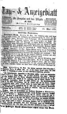 Tag- und Anzeigeblatt für Kempten und das Allgäu Donnerstag 22. Mai 1873