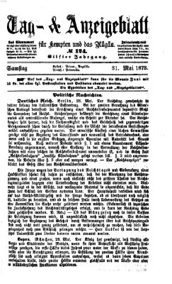 Tag- und Anzeigeblatt für Kempten und das Allgäu Samstag 31. Mai 1873