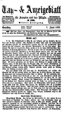 Tag- und Anzeigeblatt für Kempten und das Allgäu Samstag 7. Juni 1873