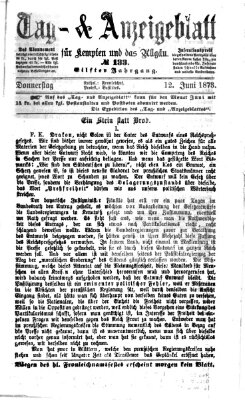 Tag- und Anzeigeblatt für Kempten und das Allgäu Donnerstag 12. Juni 1873