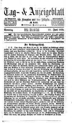 Tag- und Anzeigeblatt für Kempten und das Allgäu Sonntag 29. Juni 1873