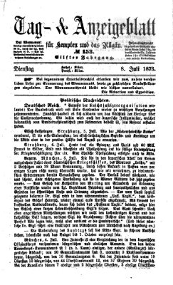 Tag- und Anzeigeblatt für Kempten und das Allgäu Dienstag 8. Juli 1873