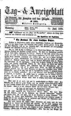 Tag- und Anzeigeblatt für Kempten und das Allgäu Sonntag 20. Juli 1873