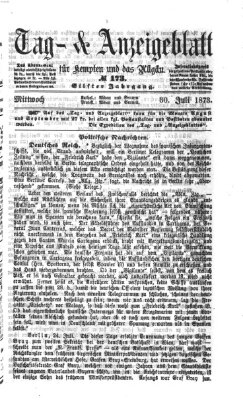 Tag- und Anzeigeblatt für Kempten und das Allgäu Mittwoch 30. Juli 1873