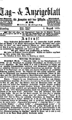 Tag- und Anzeigeblatt für Kempten und das Allgäu Samstag 2. August 1873