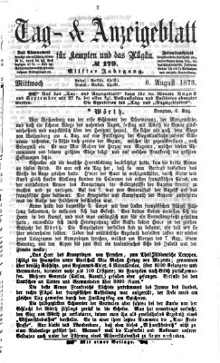 Tag- und Anzeigeblatt für Kempten und das Allgäu Mittwoch 6. August 1873