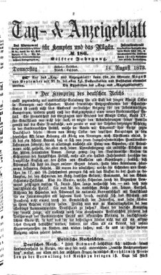 Tag- und Anzeigeblatt für Kempten und das Allgäu Donnerstag 14. August 1873