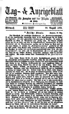 Tag- und Anzeigeblatt für Kempten und das Allgäu Mittwoch 20. August 1873