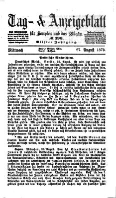 Tag- und Anzeigeblatt für Kempten und das Allgäu Mittwoch 27. August 1873