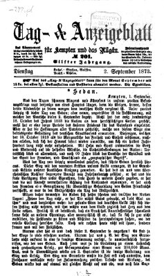 Tag- und Anzeigeblatt für Kempten und das Allgäu Dienstag 2. September 1873