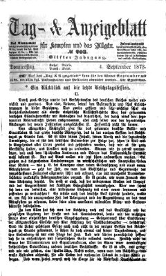 Tag- und Anzeigeblatt für Kempten und das Allgäu Donnerstag 4. September 1873