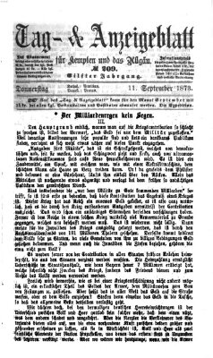 Tag- und Anzeigeblatt für Kempten und das Allgäu Donnerstag 11. September 1873