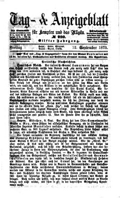 Tag- und Anzeigeblatt für Kempten und das Allgäu Freitag 12. September 1873