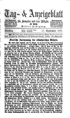 Tag- und Anzeigeblatt für Kempten und das Allgäu Dienstag 16. September 1873