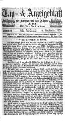 Tag- und Anzeigeblatt für Kempten und das Allgäu Mittwoch 17. September 1873