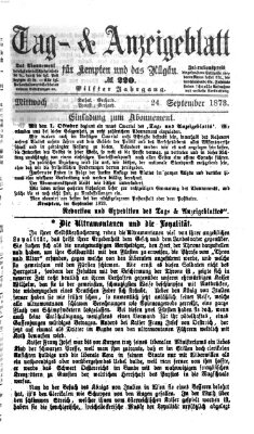 Tag- und Anzeigeblatt für Kempten und das Allgäu Mittwoch 24. September 1873