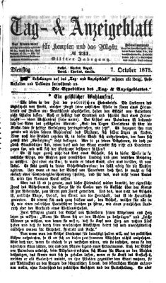 Tag- und Anzeigeblatt für Kempten und das Allgäu Dienstag 7. Oktober 1873