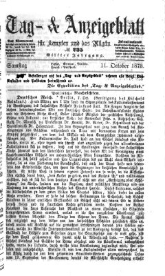 Tag- und Anzeigeblatt für Kempten und das Allgäu Samstag 11. Oktober 1873