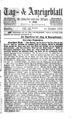 Tag- und Anzeigeblatt für Kempten und das Allgäu Samstag 18. Oktober 1873