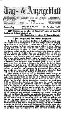 Tag- und Anzeigeblatt für Kempten und das Allgäu Donnerstag 23. Oktober 1873