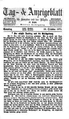 Tag- und Anzeigeblatt für Kempten und das Allgäu Sonntag 26. Oktober 1873