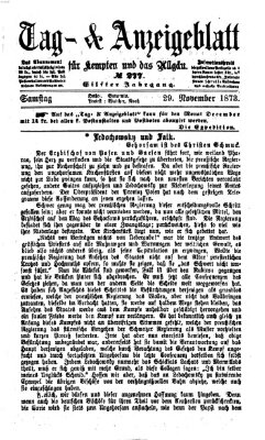 Tag- und Anzeigeblatt für Kempten und das Allgäu Samstag 29. November 1873