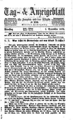 Tag- und Anzeigeblatt für Kempten und das Allgäu Dienstag 2. Dezember 1873