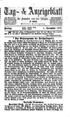 Tag- und Anzeigeblatt für Kempten und das Allgäu Freitag 5. Dezember 1873