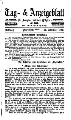 Tag- und Anzeigeblatt für Kempten und das Allgäu Mittwoch 31. Dezember 1873