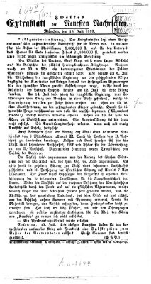 Neueste Nachrichten aus dem Gebiete der Politik. Extrablatt der Neuesten Nachrichten (Münchner neueste Nachrichten) Montag 18. Juli 1870