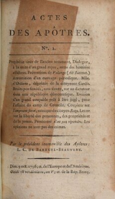 Actes des apôtres et des martyrs Sonntag 9. Oktober 1796