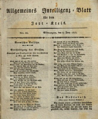 Allgemeines Intelligenz-Blatt für den Jaxt-Kreis (Allgemeines Amts- und Intelligenz-Blatt für den Jaxt-Kreis) Mittwoch 8. Juni 1825